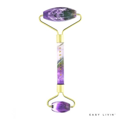 Fioletowy roller Easy Livin do masażu twarzy z  ametystu
