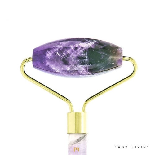 Fioletowy roller Easy Livin do masażu twarzy z  ametystu
