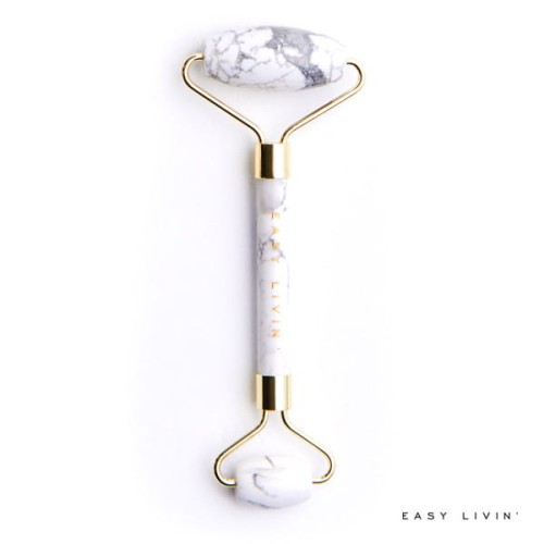 Biało szary roller Easy Livin do masażu twarzy z howlitu