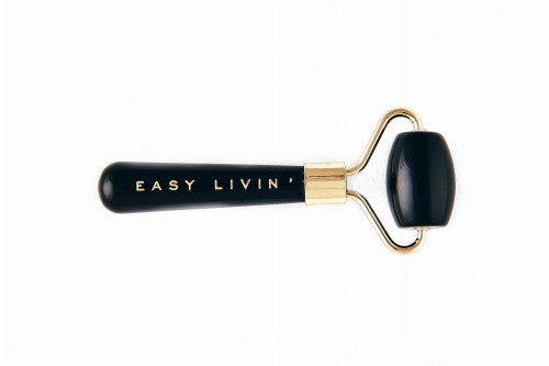 Czarny mini roller Easy Livin do masażu twarzy z obsydianu