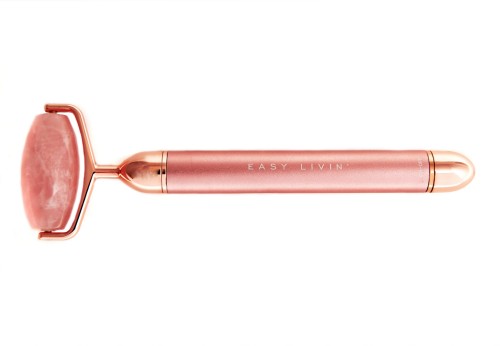 Różowy roller soniczny  Easy Livin do masażu twarzy z różowego kwarcu